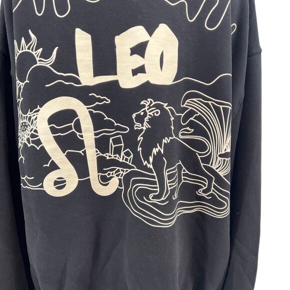 Good American Boyfriend Pullover Sweatshirt Leo Zodiac Sign Black Size 3 Large - Picture 10 of 13